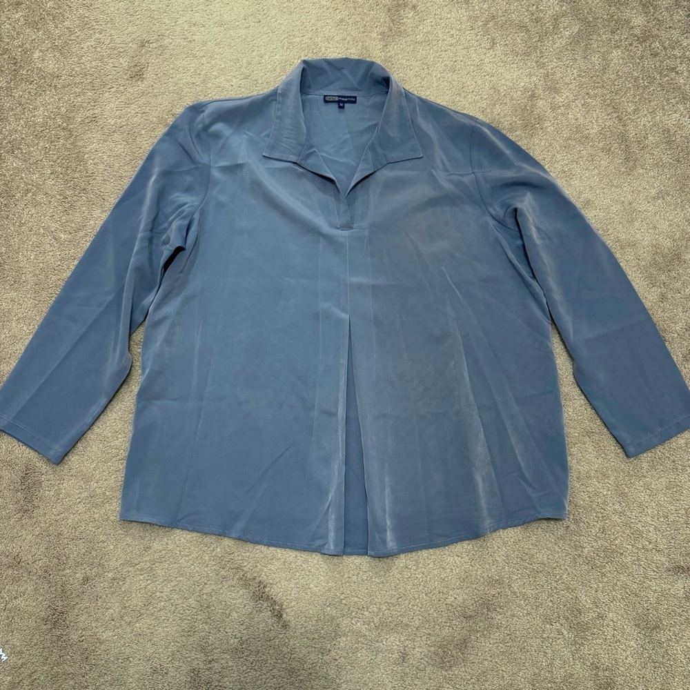 Thyme Maternity Blue Long Sleeve Blouse Size XL